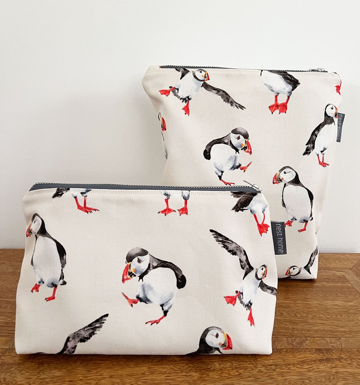 Cream Puffin Cosmetic & Wash Bag (amy@nest design)
