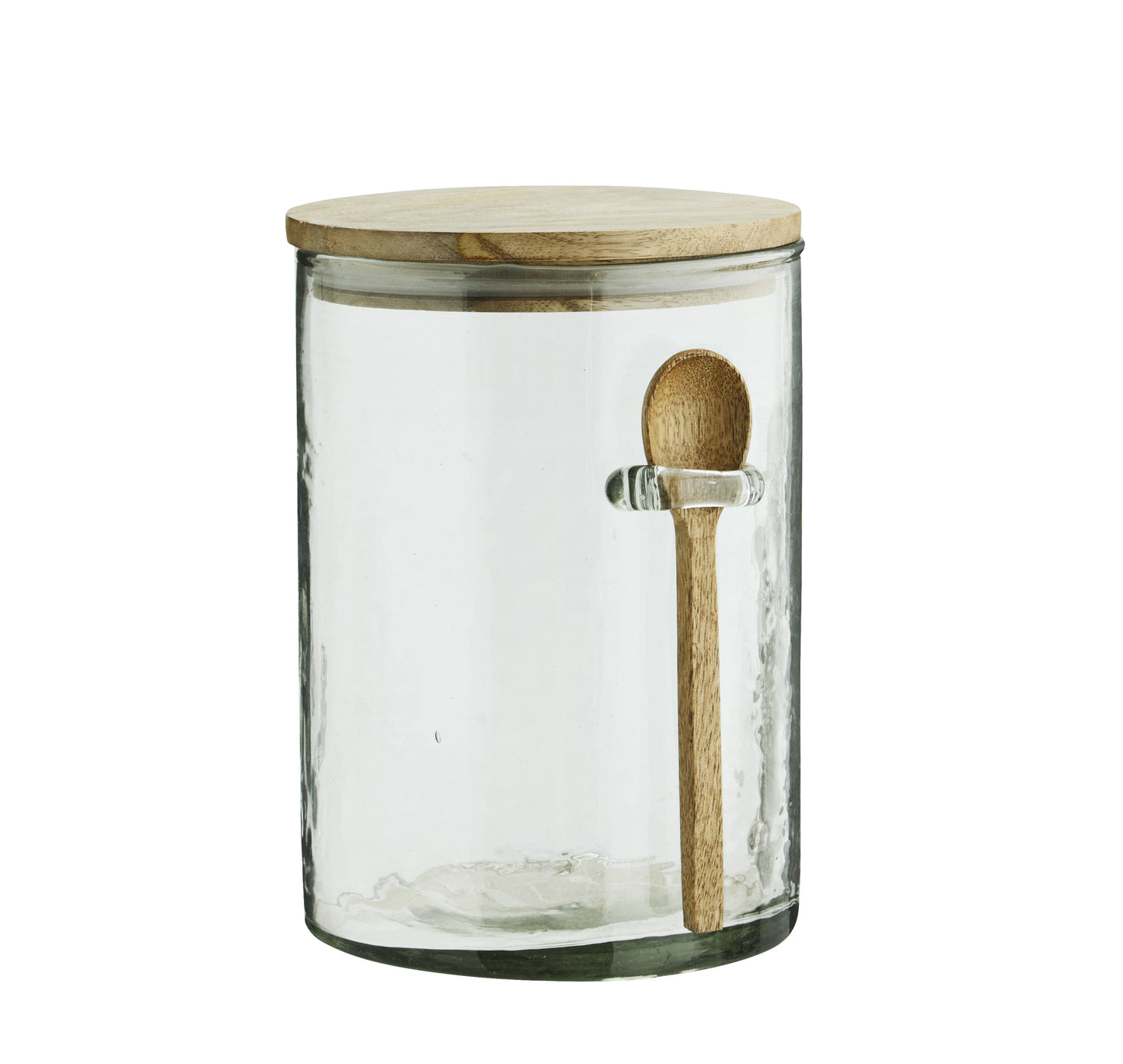 Large Hand blown glass Jar with Spoon