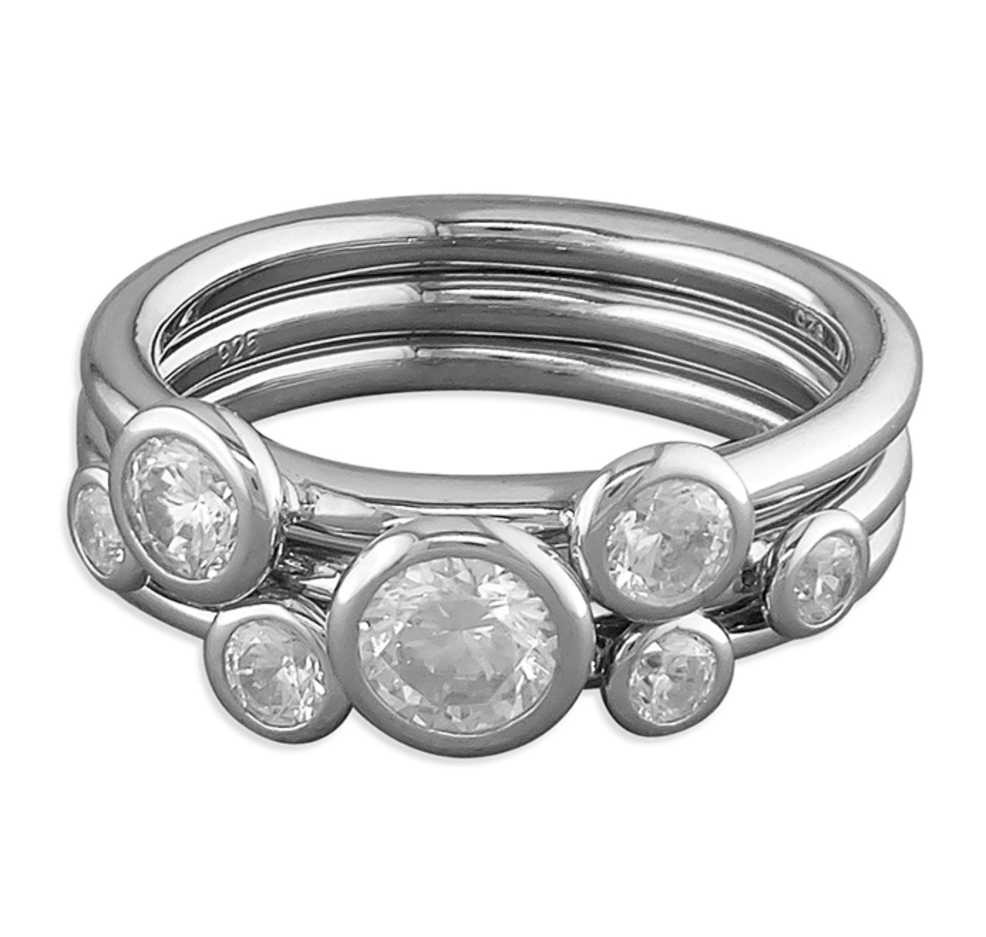 Sterling Silver Triple stacking Cubic Zirconia Ring