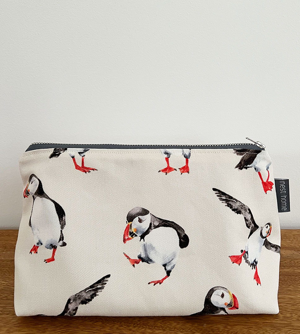 Cream Puffin Cosmetic & Wash Bag (amy@nest design)