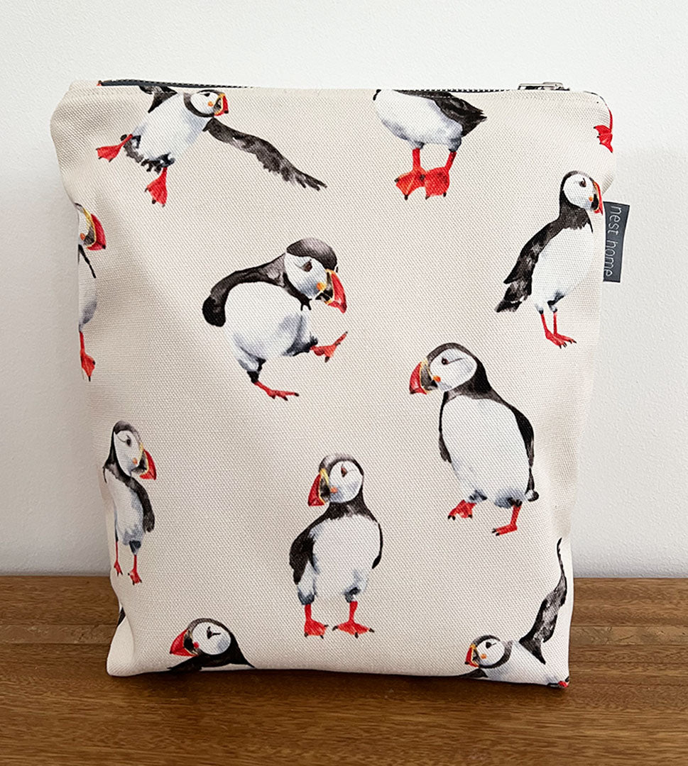 Cream Puffin Cosmetic & Wash Bag (amy@nest design)