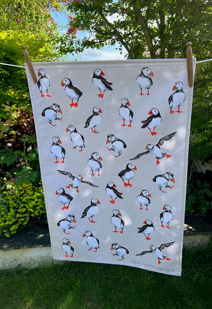 100% Cotton Puffin Tea Towel