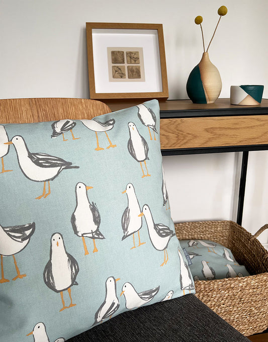 Blue Seagull Cushion Cover 43x43cm