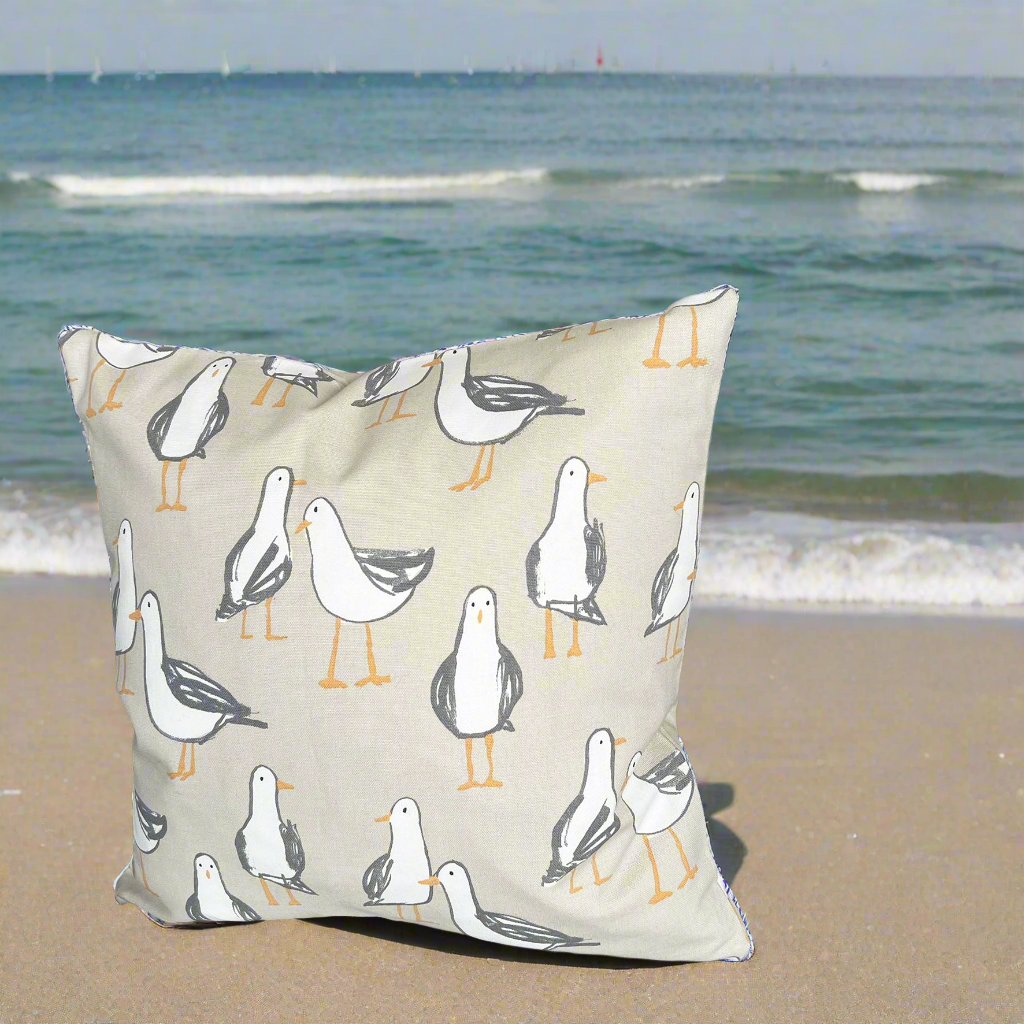 Beige Seagull Cushion Cover 43x43cm