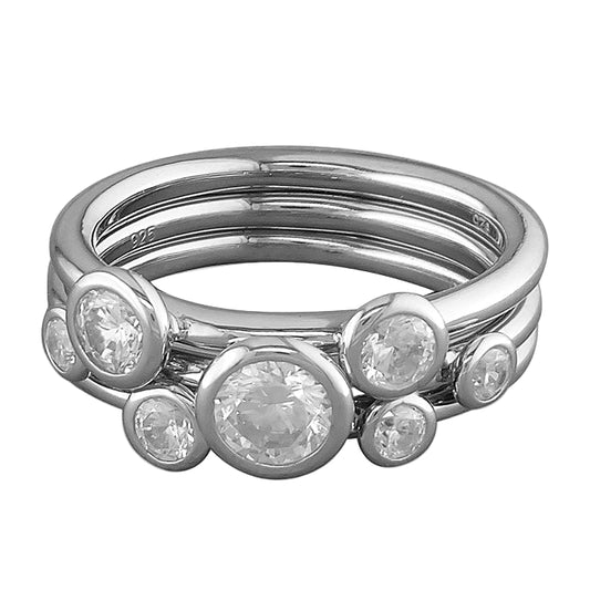 Sterling Silver Triple stacking Cubic Zirconia Ring