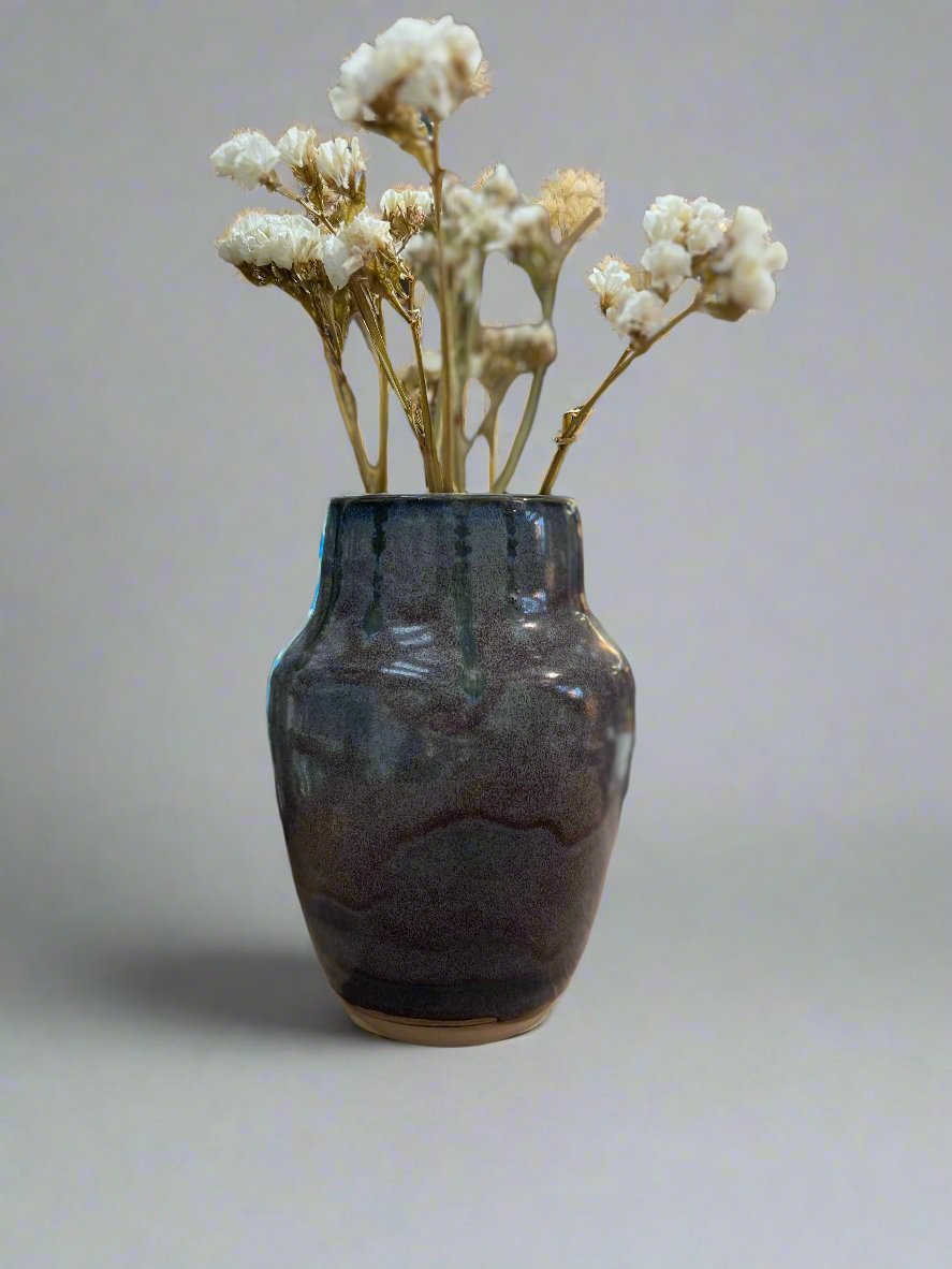 Stoneware Vase in Lunar Grey/Blue Glaze