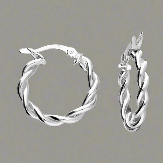 Sterling Silver 20mm Twisted Hoop Earrings