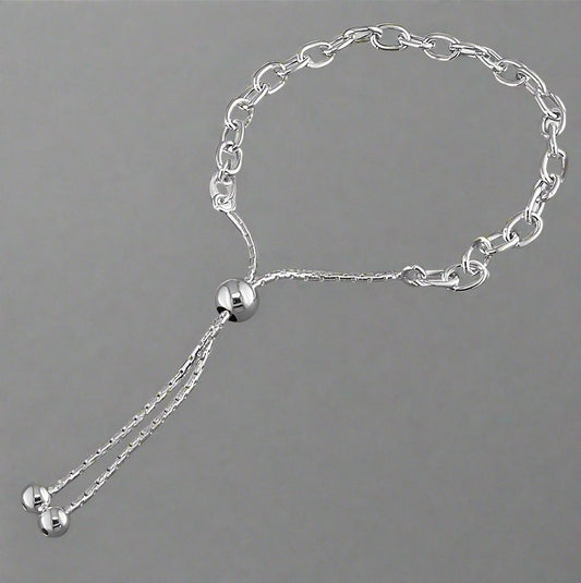 Sterling Silver Chunky Silver Ball slider bracelet