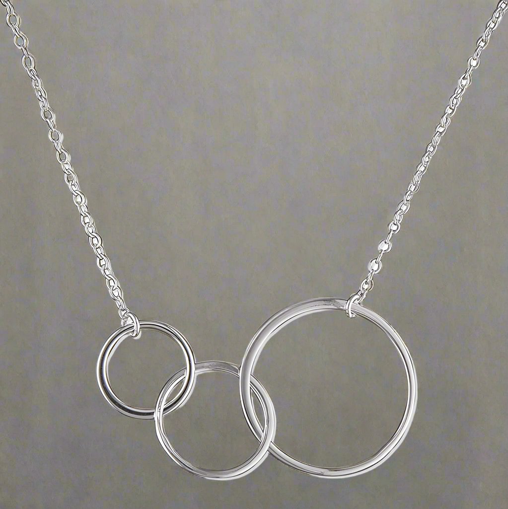 Sterling Silver 3 Graduated Circles Necklace