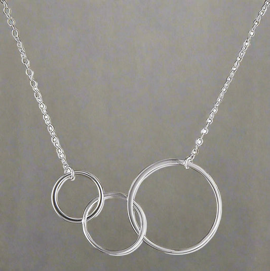 Sterling Silver 3 Graduated Circles Necklace