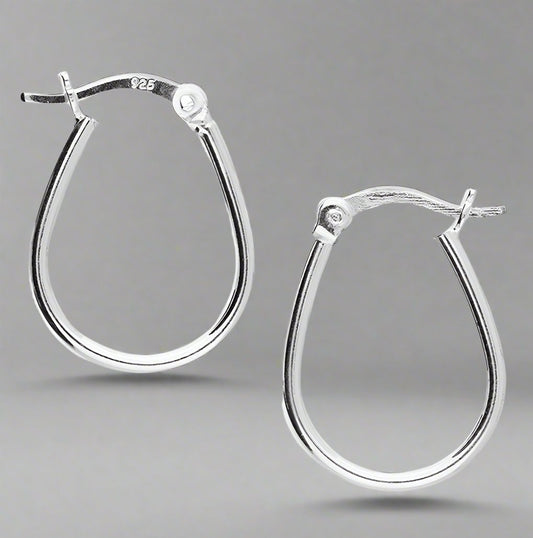 Sterling Silver Oval Hinged Hoop Earrings