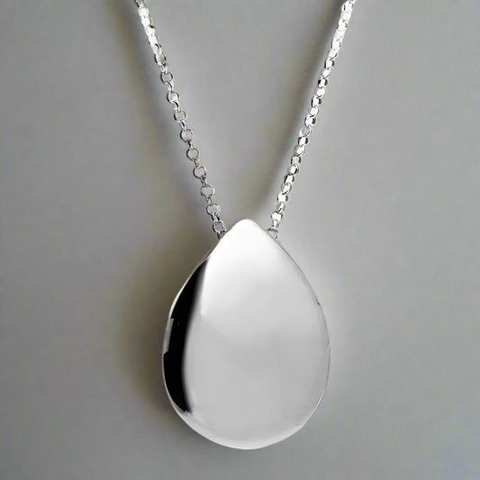 Sterling Silver Plain Polished Teardrop Necklace