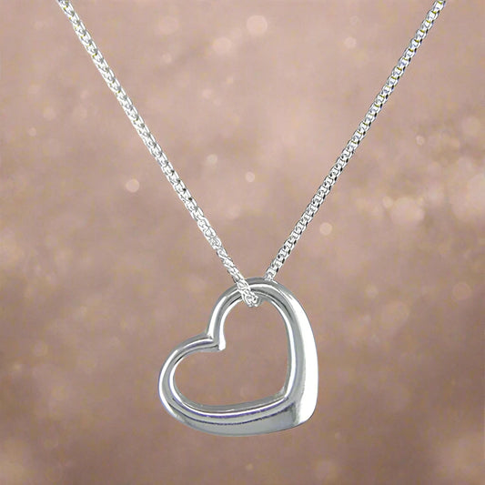 Sterling Silver Open Heart Necklace