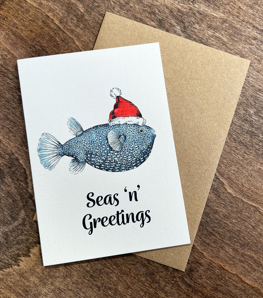 Pufferfish Christmas Card