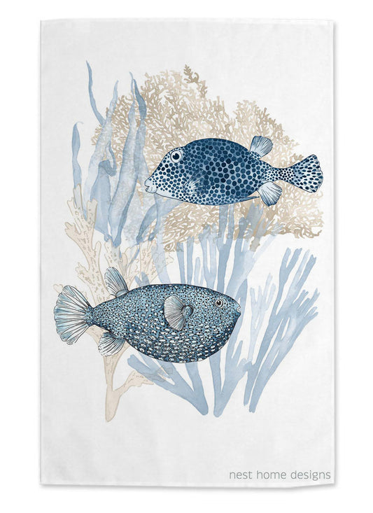 100% Cotton Puffer Fish Tea Towel
