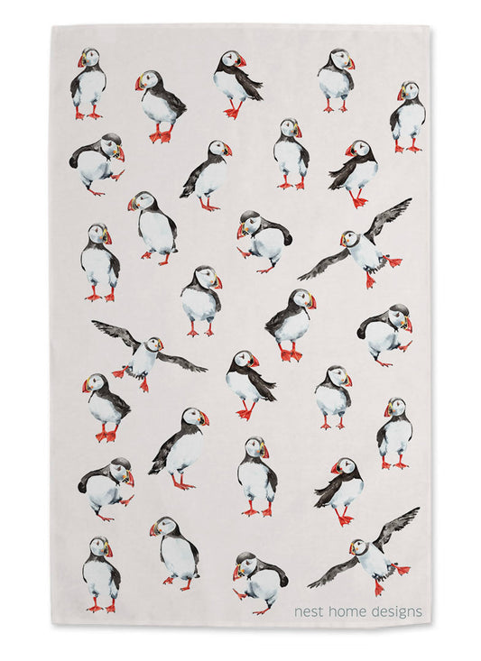 100% Cotton Puffin Tea Towel