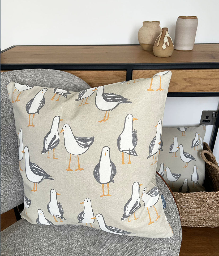 Beige Seagull Cushion Cover 43x43cm